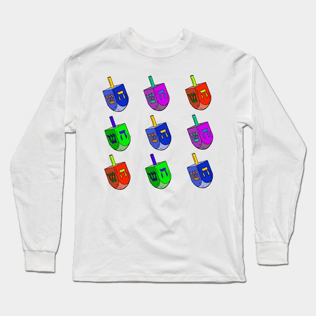 Dreidel Pattern Long Sleeve T-Shirt by RachWillz